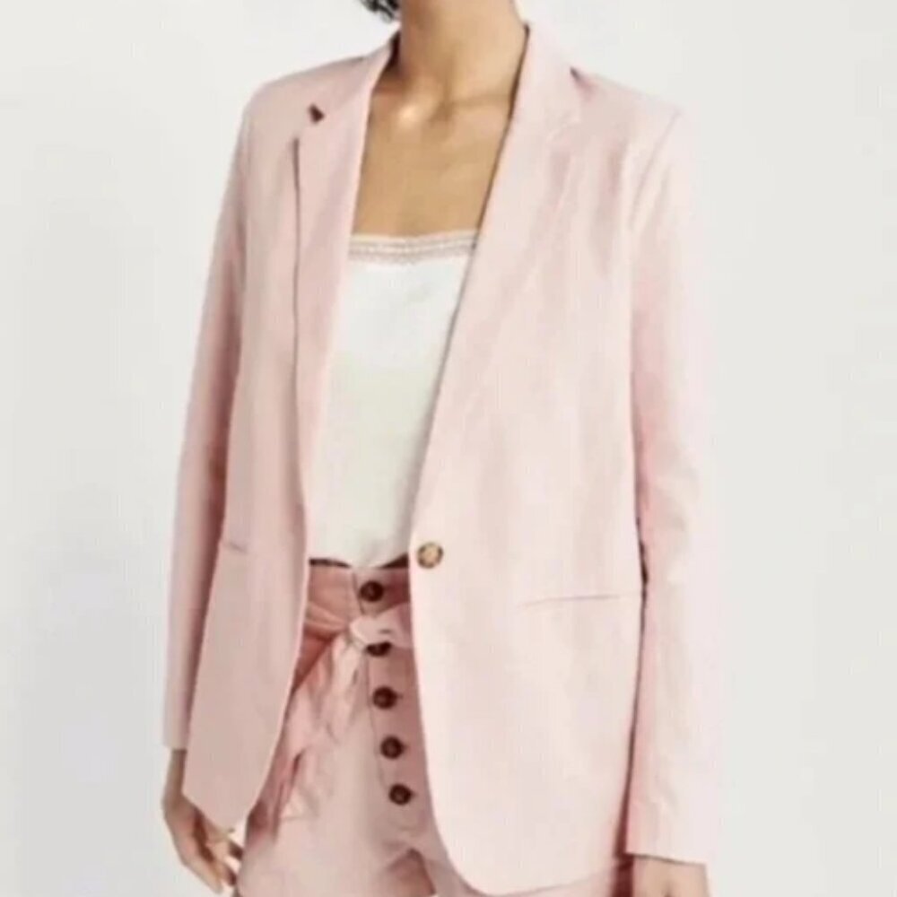 Talbots pink linen blend blazer jacket Size 6 New
